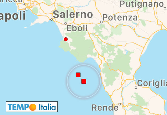 Epicentro ultime scosse sismiche nel Tirreno meridionale