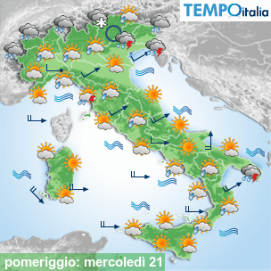 Mappa pomeriggio per la giornata del 2026-10-21