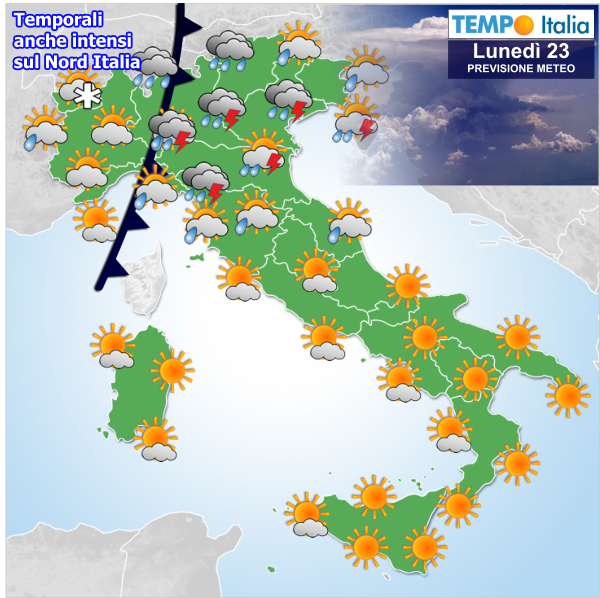 Buona Domenica Con Il Sole Ma Domani Per Il Nord Italia Meteo Avverso Con Temporali Pioggia Grandine E Altrove Notizie Meteo Di Tempo Italia